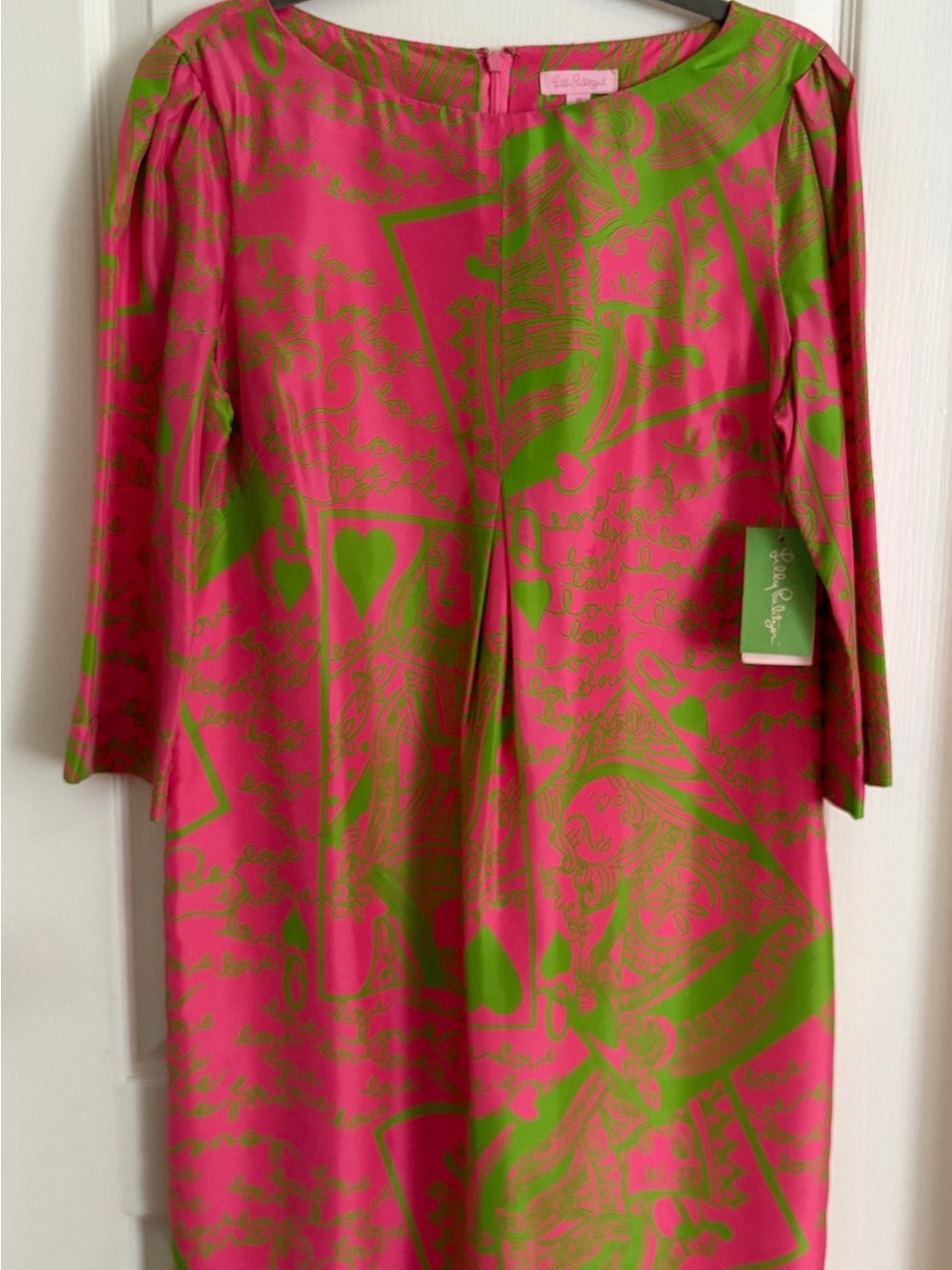 NWT Lilly Pulitzer Queen of Hearts Vera Tunic Silk Dress Pink Green Size 12